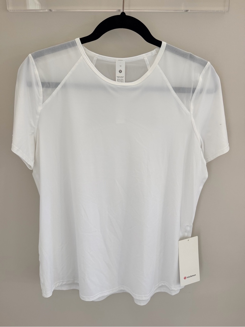 lululemon athletica White Short Sleeve Top with Mesh Yoke